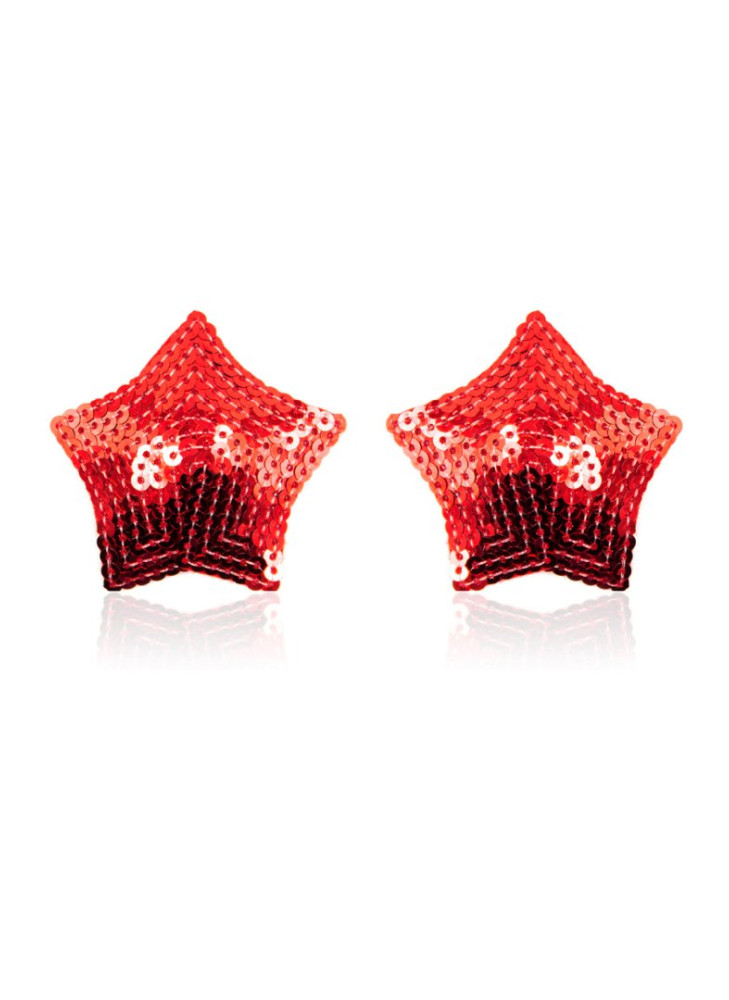 Paire de cache tétons adhésifs étoile pailletée sequin rouge - NP-2020